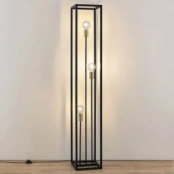 Lindby gulvlampe Tiliane, svart, metall, 3 lyskilder, 153 cm| Gulvlamper