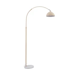 Lindby gulvlampe Tonka, beige, metall/marmor, 180 cm, E27| Gulvlamper