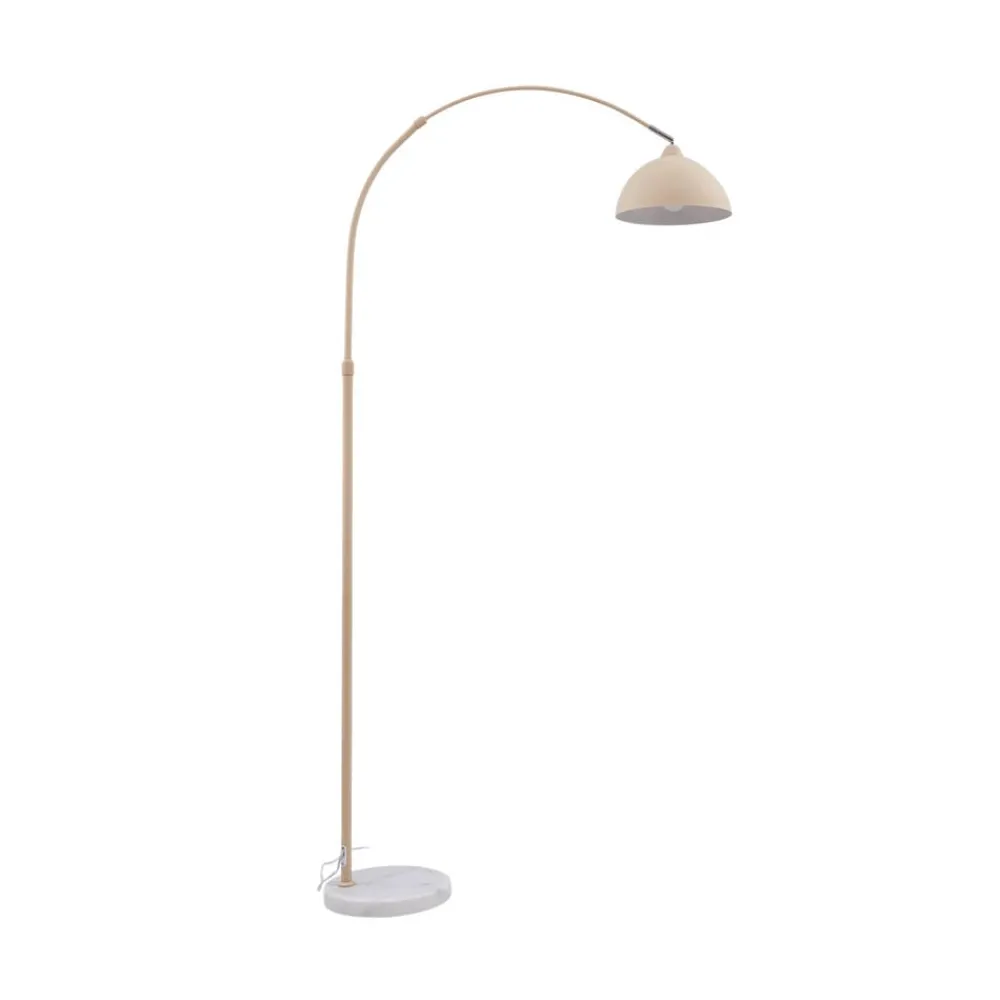 Lindby gulvlampe Tonka, beige, metall/marmor, 180 cm, E27| Gulvlamper