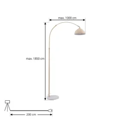 Lindby gulvlampe Tonka, beige, metall/marmor, 180 cm, E27| Gulvlamper