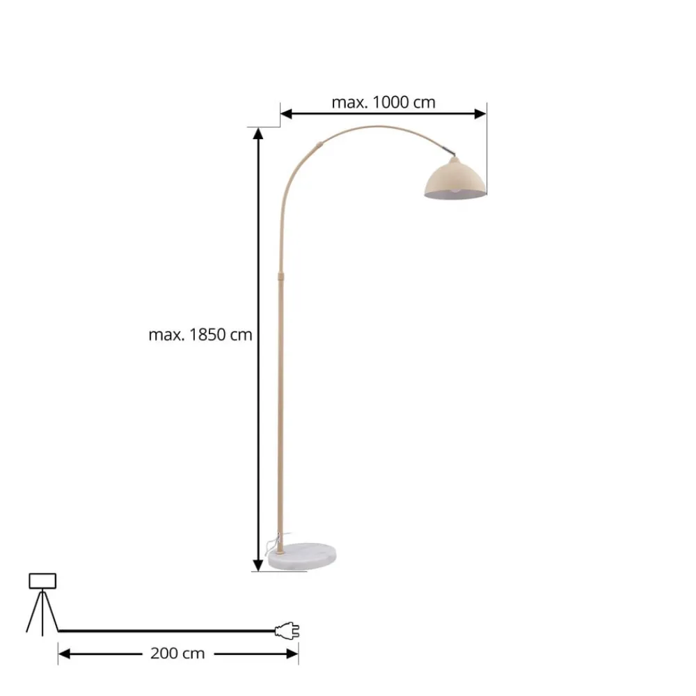 Lindby gulvlampe Tonka, beige, metall/marmor, 180 cm, E27| Gulvlamper