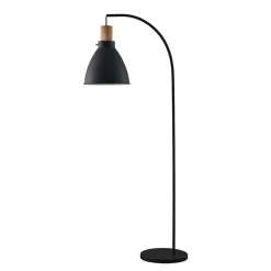 Lindby gulvlampe Trebale, svart, tre, 154 cm, E27| Gulvlamper