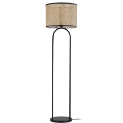 Lindby gulvlampe Yaelle, 146 cm høy, rotting, svart, E27| Design- Og Hotellbelysning|Gulvlamper