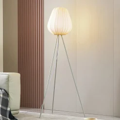 Lindby Helin gulvlampe, beige, tekstil, stativ, 144 cm, E27| Gulvlamper