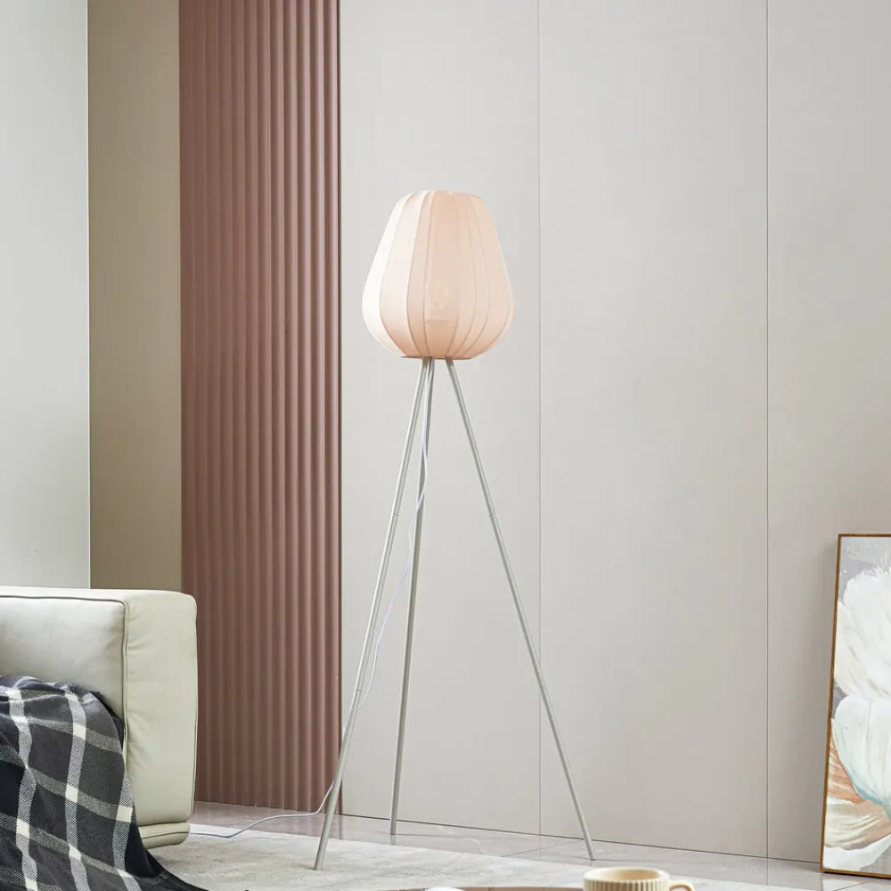 Lindby Helin gulvlampe, beige, tekstil, stativ, 144 cm, E27| Gulvlamper