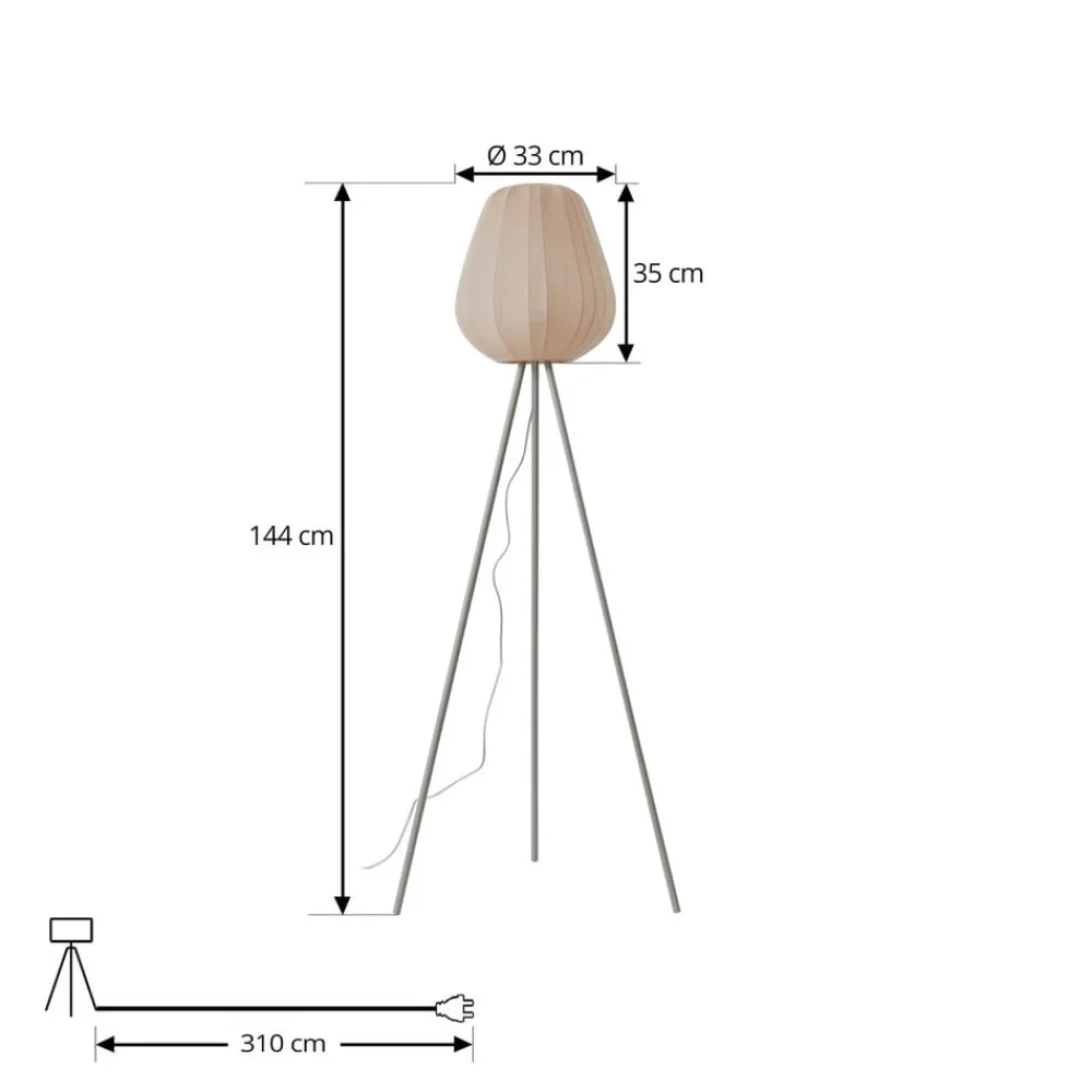 Lindby Helin gulvlampe, beige, tekstil, stativ, 144 cm, E27| Gulvlamper