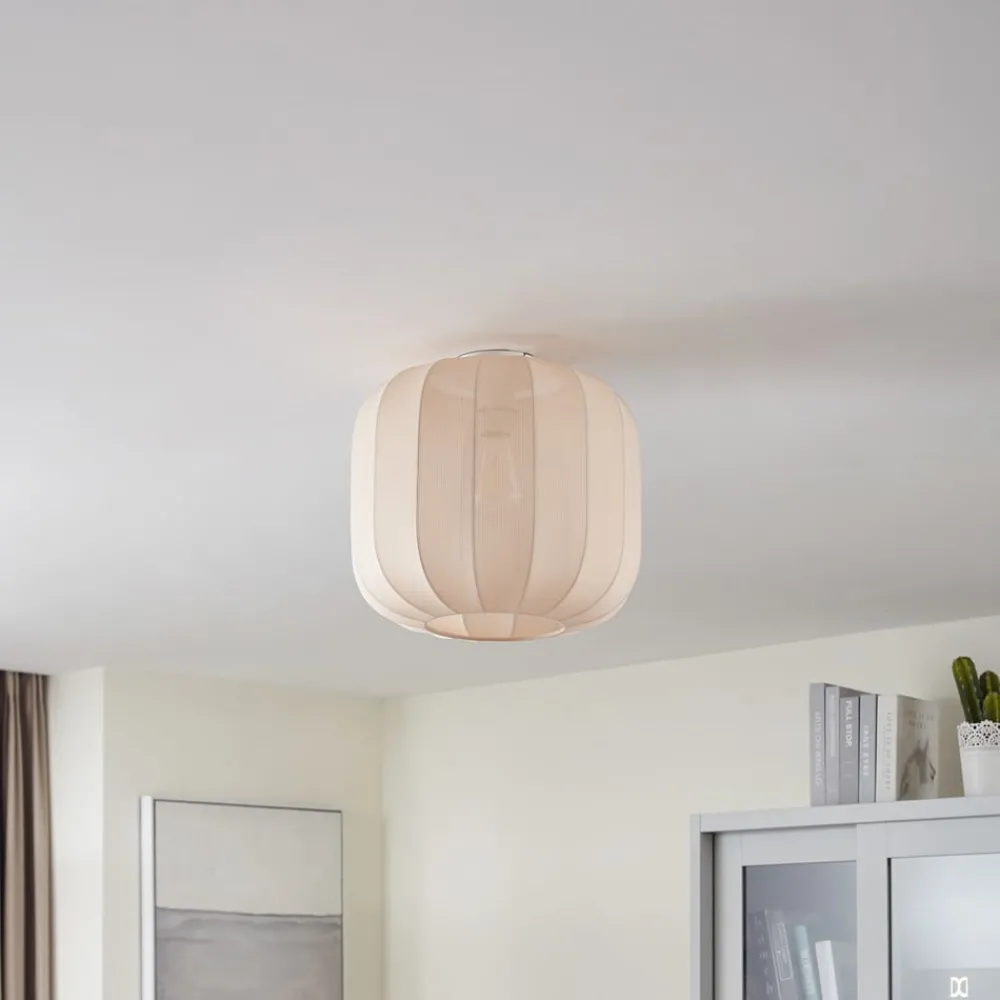 Lindby Helin taklampe, beige, stoff, Ø 35 cm| Taklamper