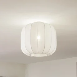 Lindby Helin taklampe, hvit, stoff, Ø 35 cm Discount