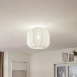 Lindby Helin taklampe, hvit, stoff, Ø 35 cm Discount