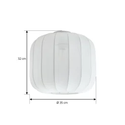 Lindby Helin taklampe, hvit, stoff, Ø 35 cm Discount