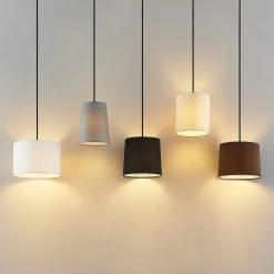 Lindby hengelampe Amilia, stoff, 5 lyskilder, grå/beige, E27 Discount
