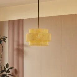 Lindby hengelampe Anuva, natur, papir, Ø 45 cm| Pendellamper