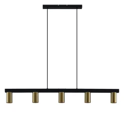 Lindby hengelampe Baliko, svart/messing, 5 lyskilder, GU10| Pendellamper