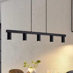 Lindby hengelampe Baliko, svart, 116 cm, 5 lyskilder, GU10 Sale