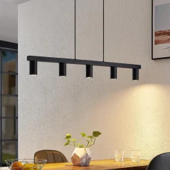 Lindby hengelampe Baliko, svart, 116 cm, 5 lyskilder, GU10 Sale