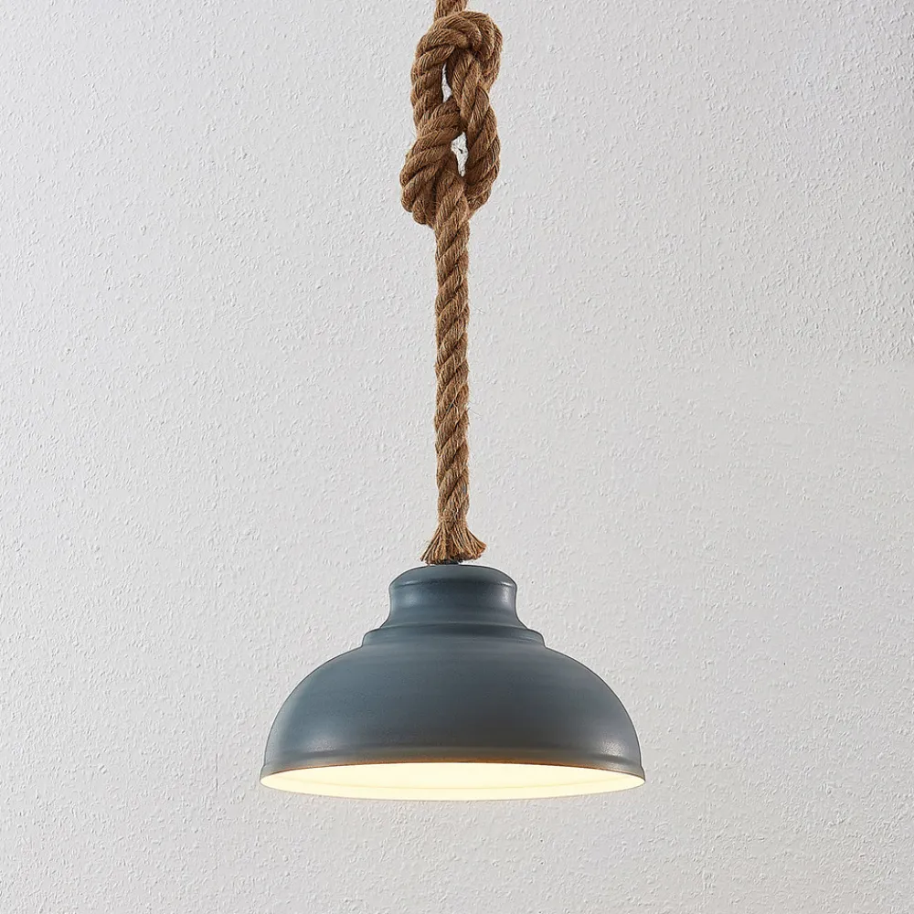 Lindby hengelampe Chaby, Ø 29 cm, 1 lyskilde, metall, tau Discount