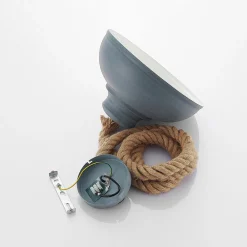 Lindby hengelampe Chaby, Ø 29 cm, 1 lyskilde, metall, tau Discount