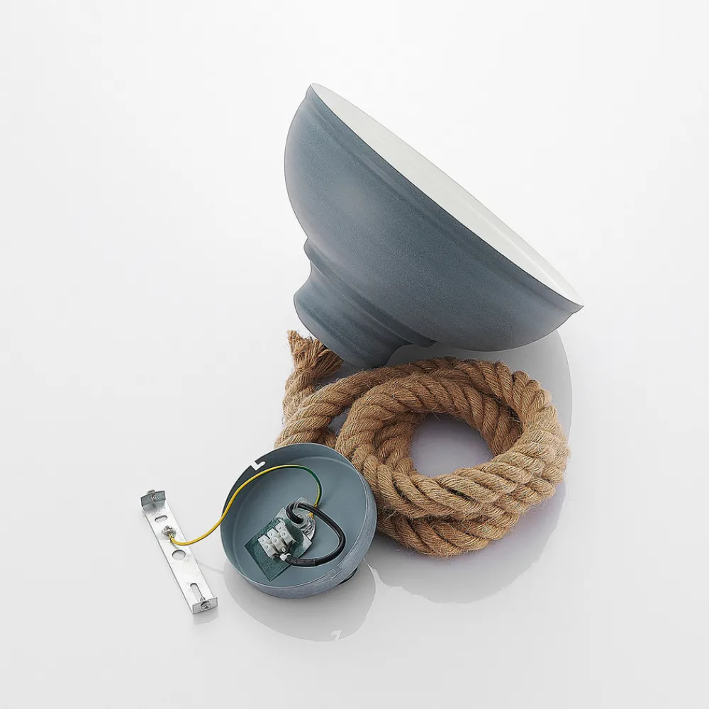 Lindby hengelampe Chaby, Ø 29 cm, 1 lyskilde, metall, tau Discount