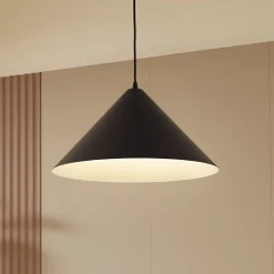 Lindby hengelampe Clarine, svart/hvit, Ø 50 cm, metall| Pendellamper