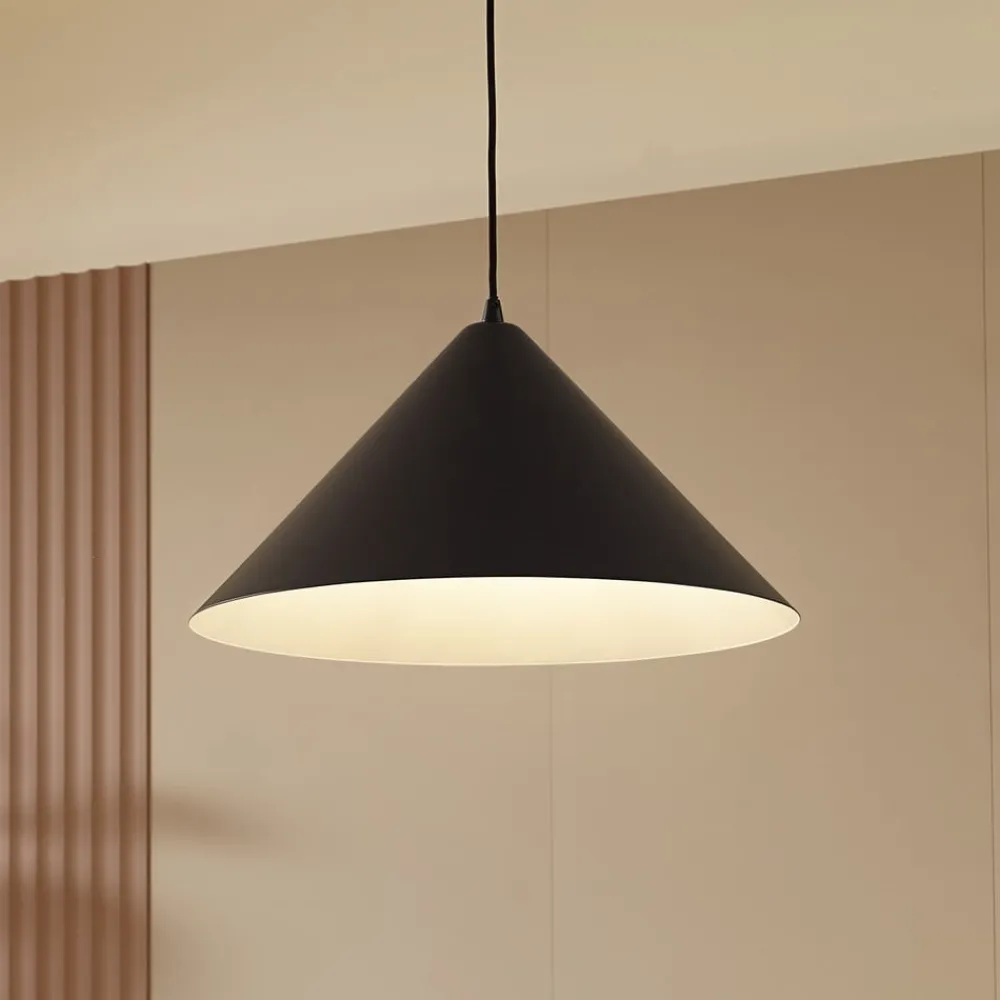 Lindby hengelampe Clarine, svart/hvit, Ø 50 cm, metall| Pendellamper