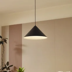 Lindby hengelampe Clarine, svart/hvit, Ø 50 cm, metall| Pendellamper