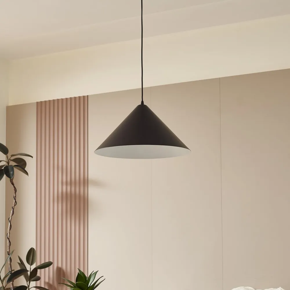 Lindby hengelampe Clarine, svart/hvit, Ø 50 cm, metall| Pendellamper