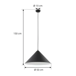 Lindby hengelampe Clarine, svart/hvit, Ø 50 cm, metall| Pendellamper
