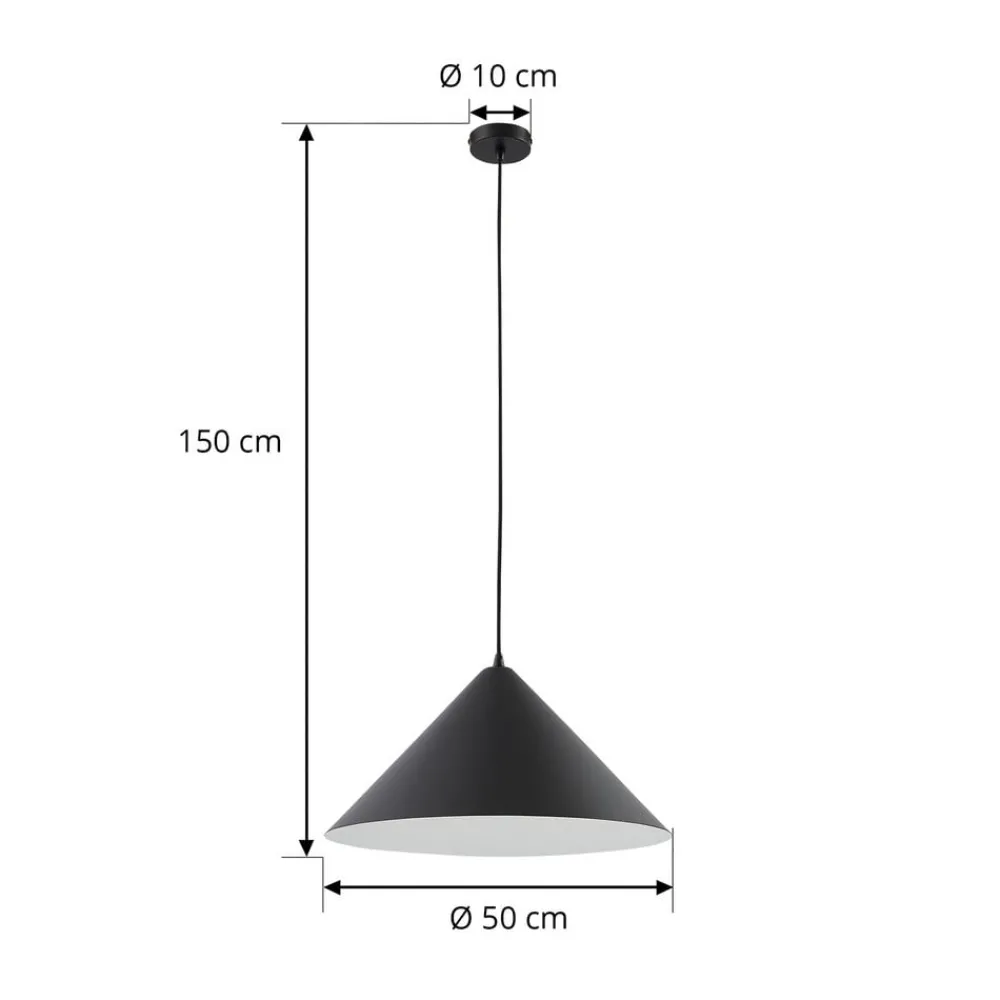 Lindby hengelampe Clarine, svart/hvit, Ø 50 cm, metall| Pendellamper