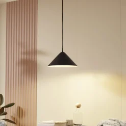 Lindby hengelampe Clarine, svart/hvit, Ø 32 cm, metall| Pendellamper