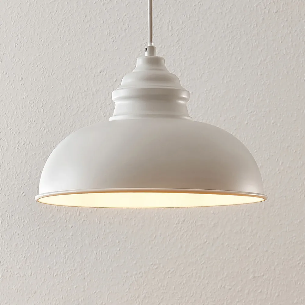 Lindby hengelampe Cliona, hvit, metall, Ø 31 cm, E27 Best