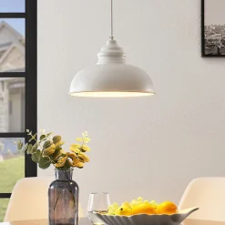 Lindby hengelampe Cliona, hvit, metall, Ø 31 cm, E27 Best