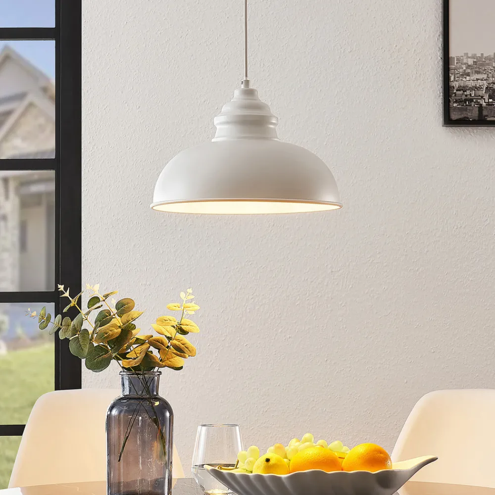 Lindby hengelampe Cliona, hvit, metall, Ø 31 cm, E27 Best