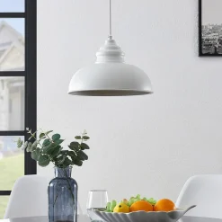 Lindby hengelampe Cliona, hvit, metall, Ø 31 cm, E27 Best