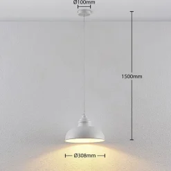 Lindby hengelampe Cliona, hvit, metall, Ø 31 cm, E27 Best