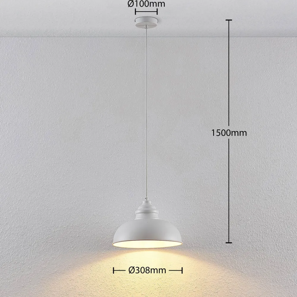 Lindby hengelampe Cliona, hvit, metall, Ø 31 cm, E27 Best