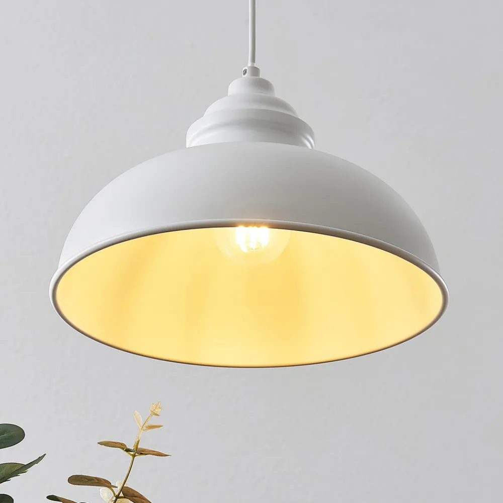 Lindby hengelampe Cliona, hvit, metall, Ø 31 cm, E27 Best