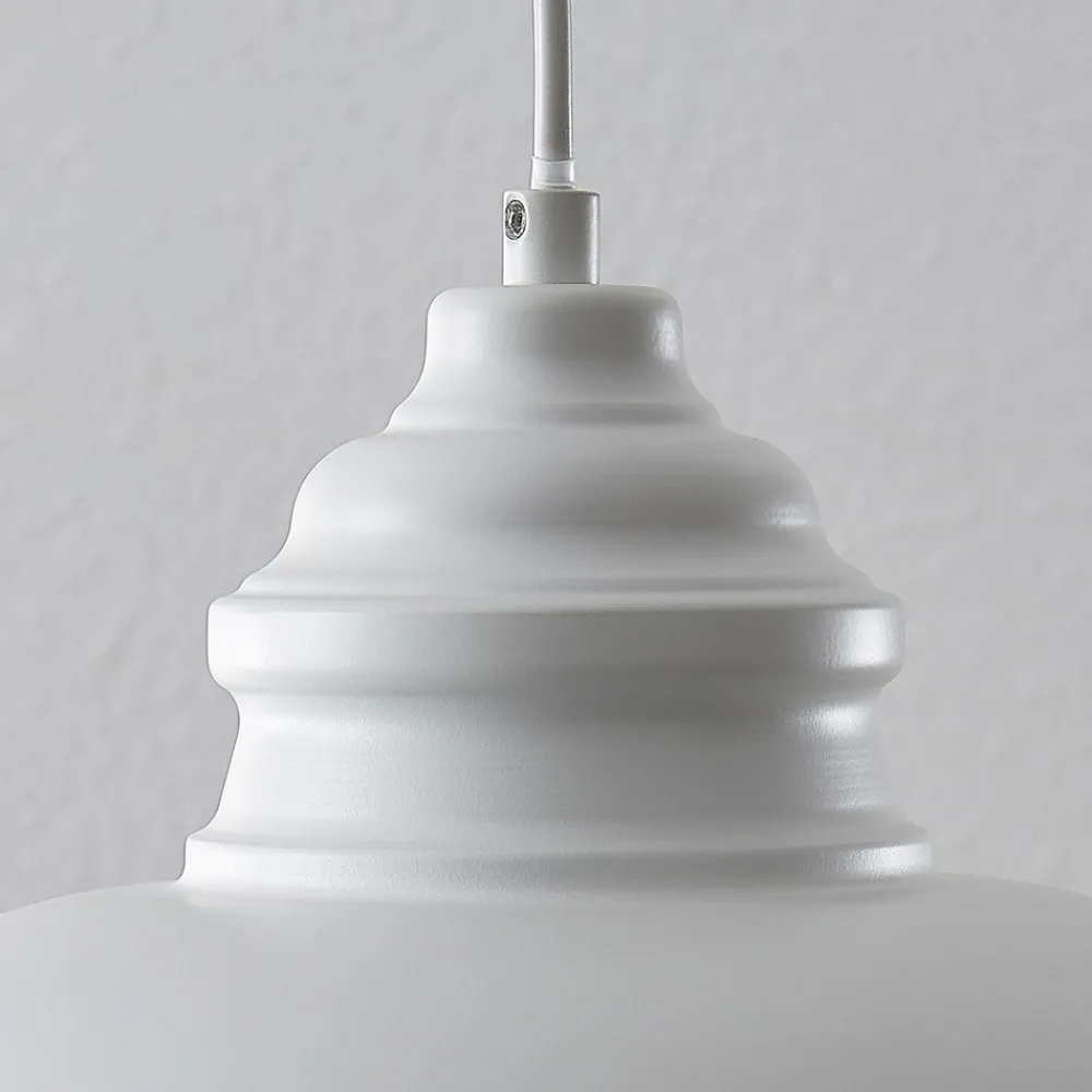 Lindby hengelampe Cliona, hvit, metall, Ø 31 cm, E27 Best