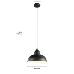 Lindby hengelampe Cliona, svart, metall, Ø 31 cm, E27 New