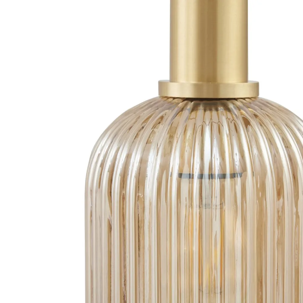 Lindby hengelampe Doroteo, 6 lyskilder, grønn/amber/grå, glass| Pendellamper