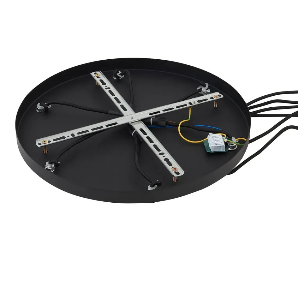 Lindby hengelampe Doroteo, 6 lyskilder, grønn/amber/grå, glass| Pendellamper