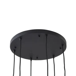 Lindby hengelampe Doroteo, 6 lyskilder, grønn/amber/grå, glass| Pendellamper