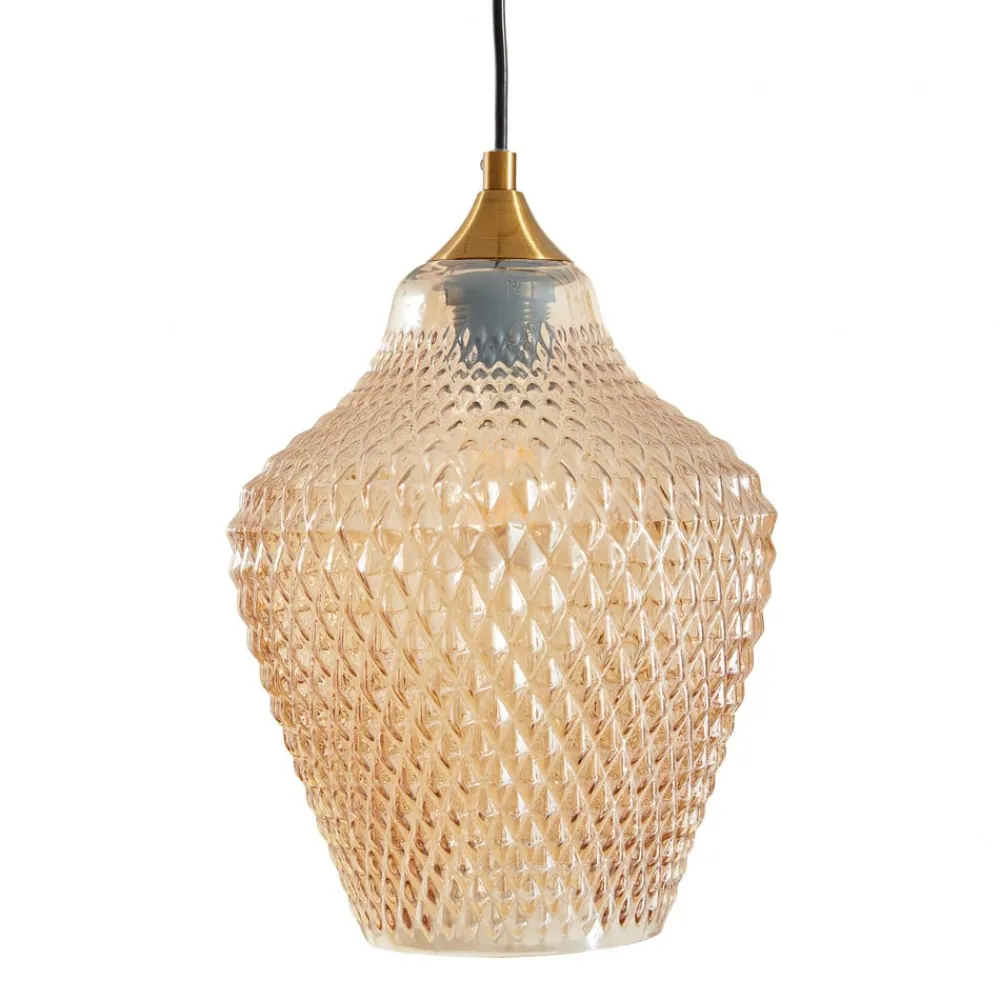 Lindby hengelampe Drakar, Ø 22 cm, 3 lyskilder, rav, glass| Pendellamper