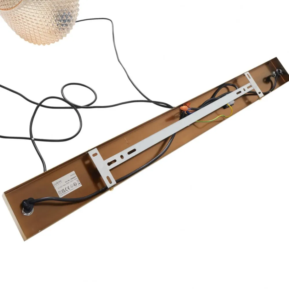 Lindby hengelampe Drakar, Ø 22 cm, 3 lyskilder, rav, glass| Pendellamper