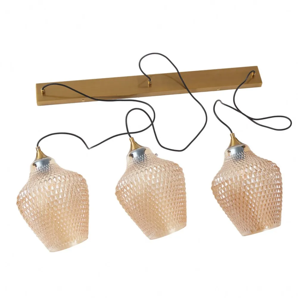 Lindby hengelampe Drakar, Ø 22 cm, 3 lyskilder, rav, glass| Pendellamper