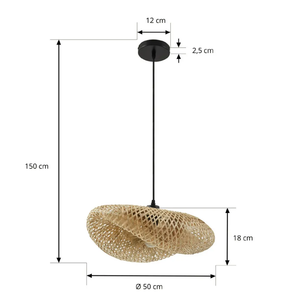 Lindby hengelampe Eleane, bambus, natur, lengde 50 cm, E27 Best