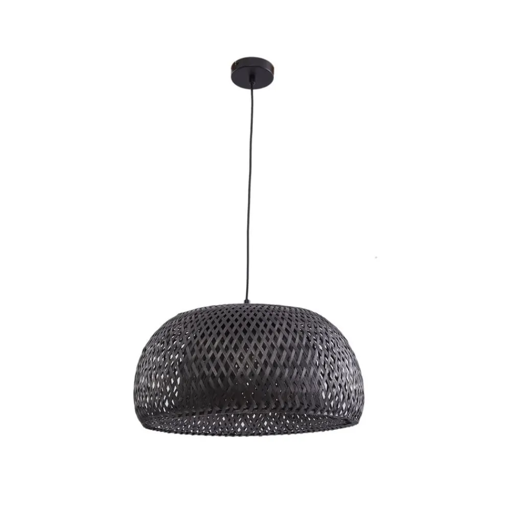 Lindby hengelampe Eskil, svart, bambus, Ø 46,5 cm| Pendellamper