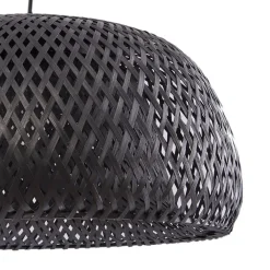 Lindby hengelampe Eskil, svart, bambus, Ø 46,5 cm| Pendellamper