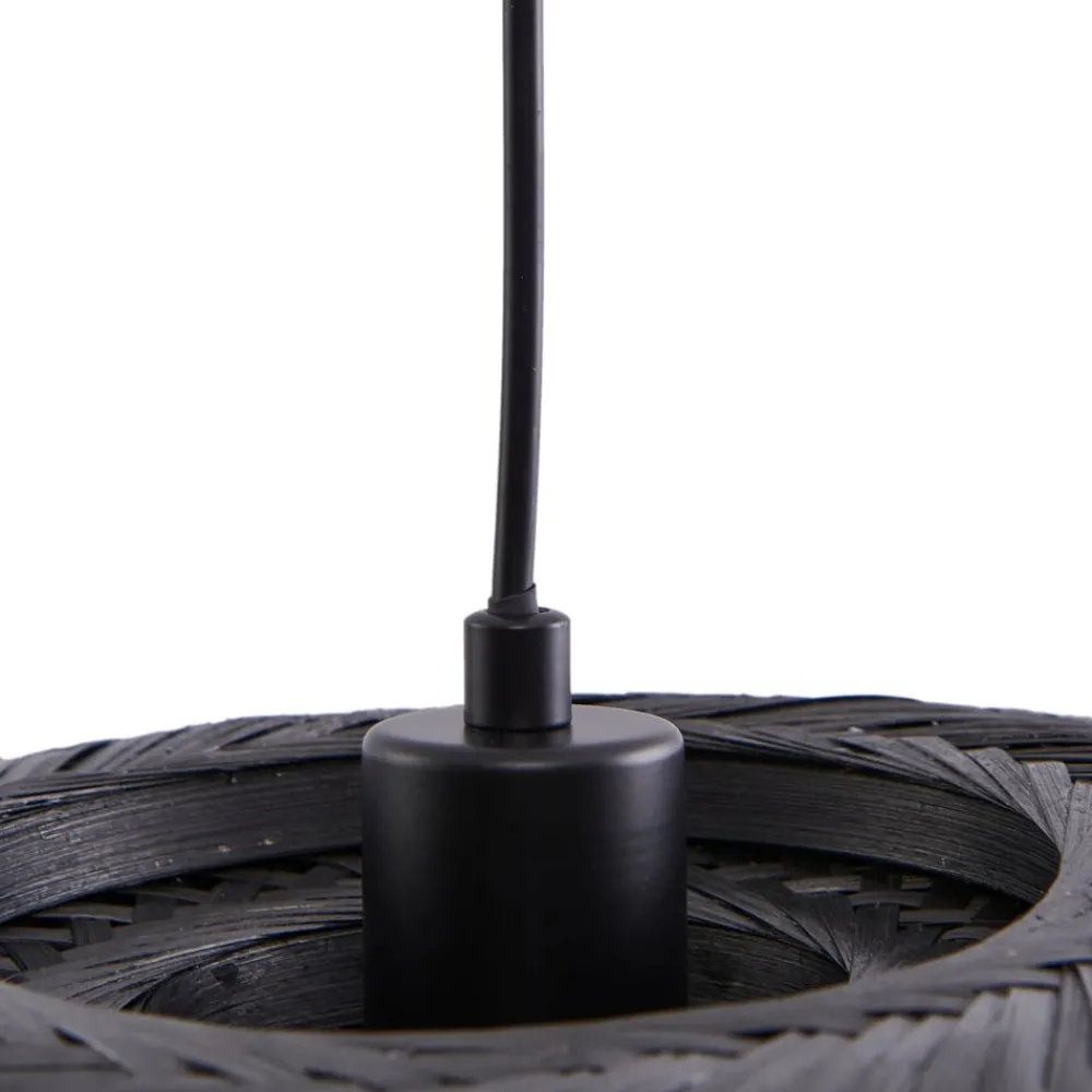 Lindby hengelampe Eskil, svart, bambus, Ø 46,5 cm| Pendellamper