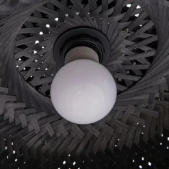 Lindby hengelampe Eskil, svart, bambus, Ø 46,5 cm| Pendellamper