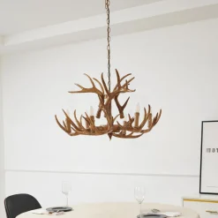 Lindby hengelampe Fibi, brun, gevir, 6 lyskilder E14 Clearance